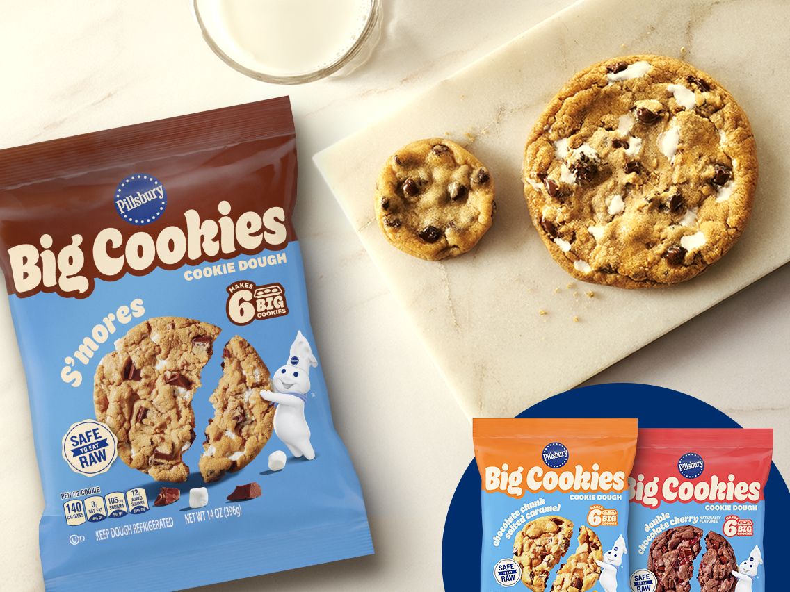 Pillsbury debuts new refrigerated BIG COOKIES cookie dough for bakery-style cookies.